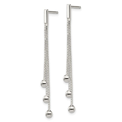 Sterlingsilber Poliert 3-strand Kette & Gekugelt Stecker Ohrhänger