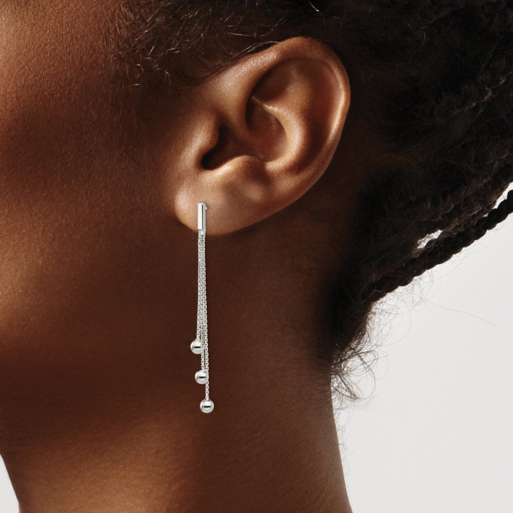 Sterlingsilber Poliert 3-strand Kette & Gekugelt Stecker Ohrhänger