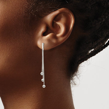 Sterlingsilber Poliert 3-strand Kette & Gekugelt Stecker Ohrhänger