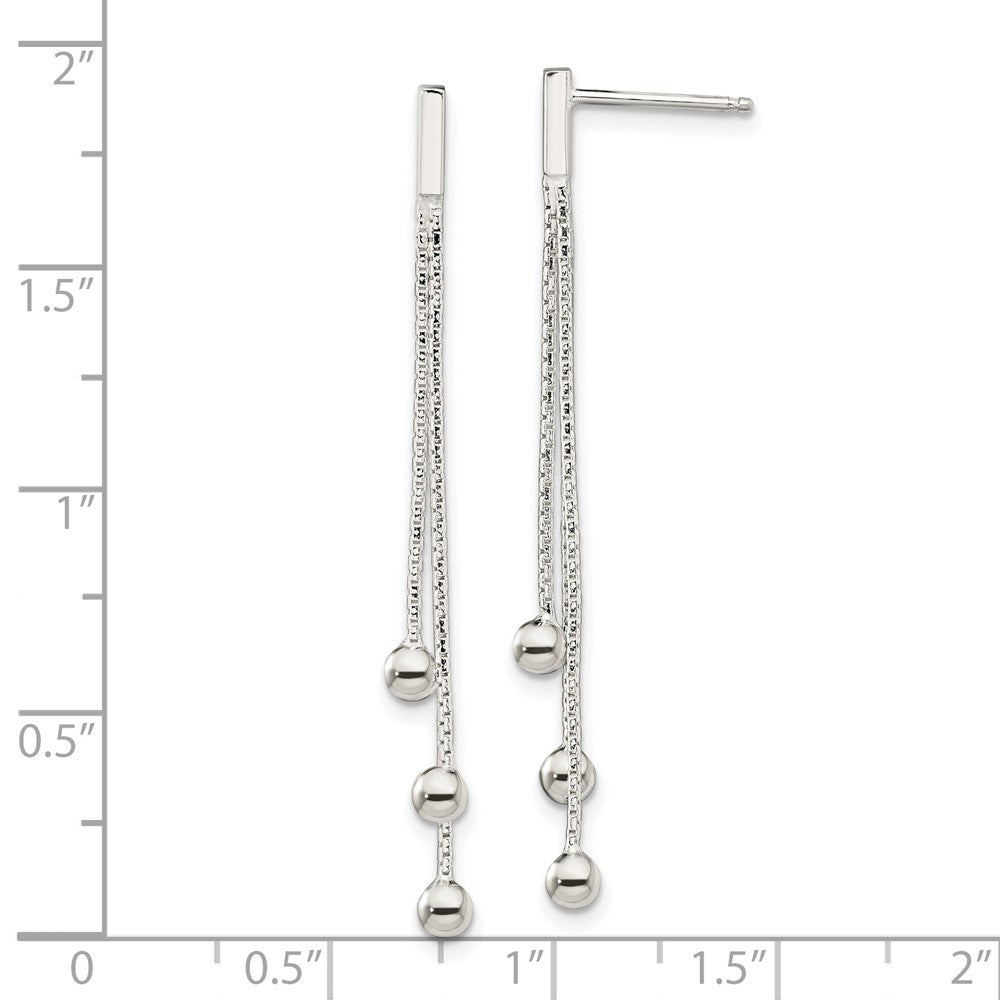 Sterlingsilber Poliert 3-strand Kette & Gekugelt Stecker Ohrhänger