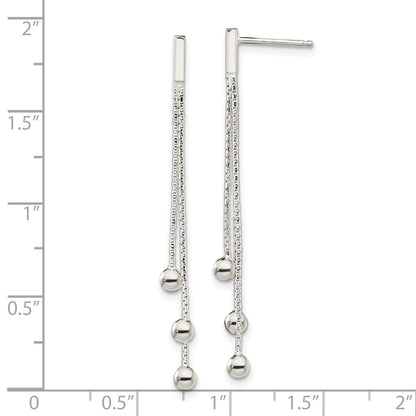Sterlingsilber Poliert 3-strand Kette & Gekugelt Stecker Ohrhänger