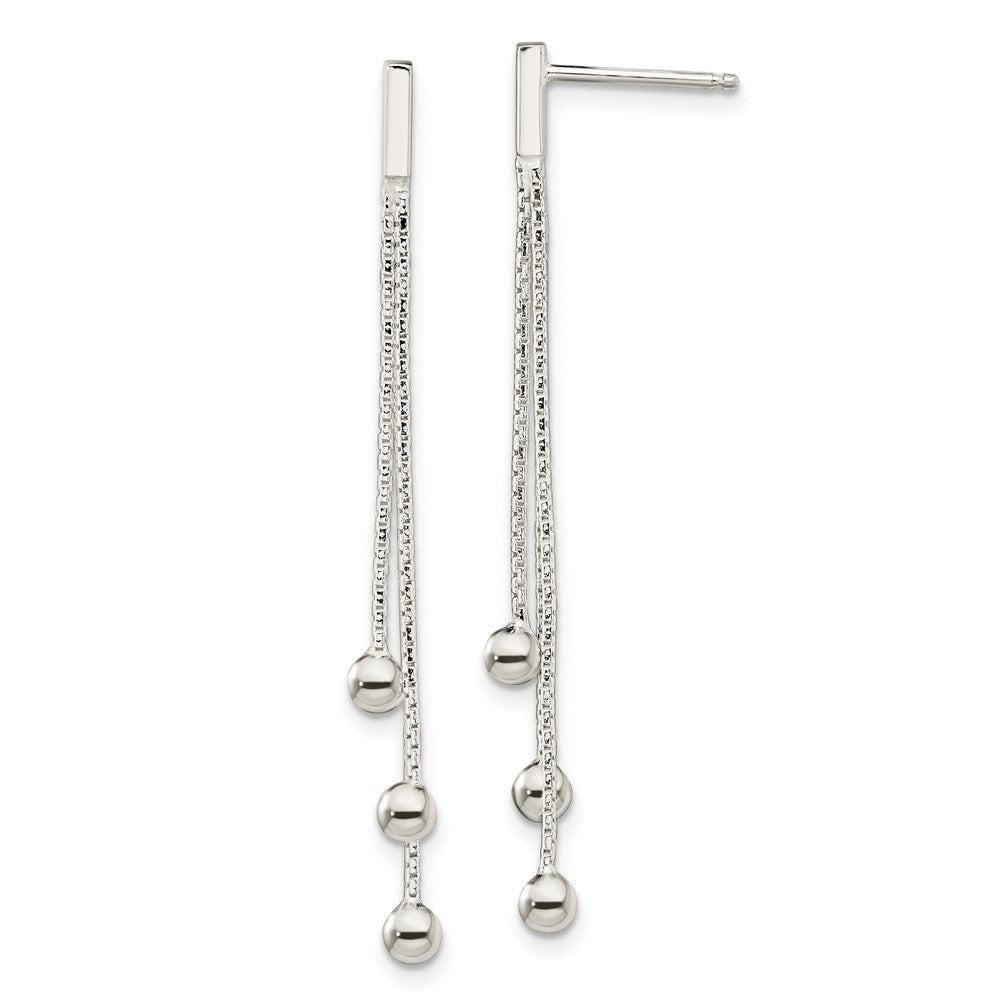 Sterlingsilber Poliert 3-strand Kette & Gekugelt Stecker Ohrhänger
