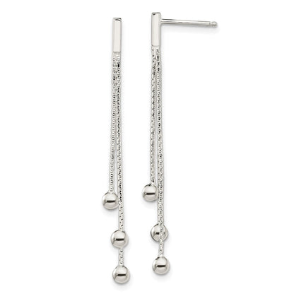 Sterlingsilber Poliert 3-strand Kette & Gekugelt Stecker Ohrhänger