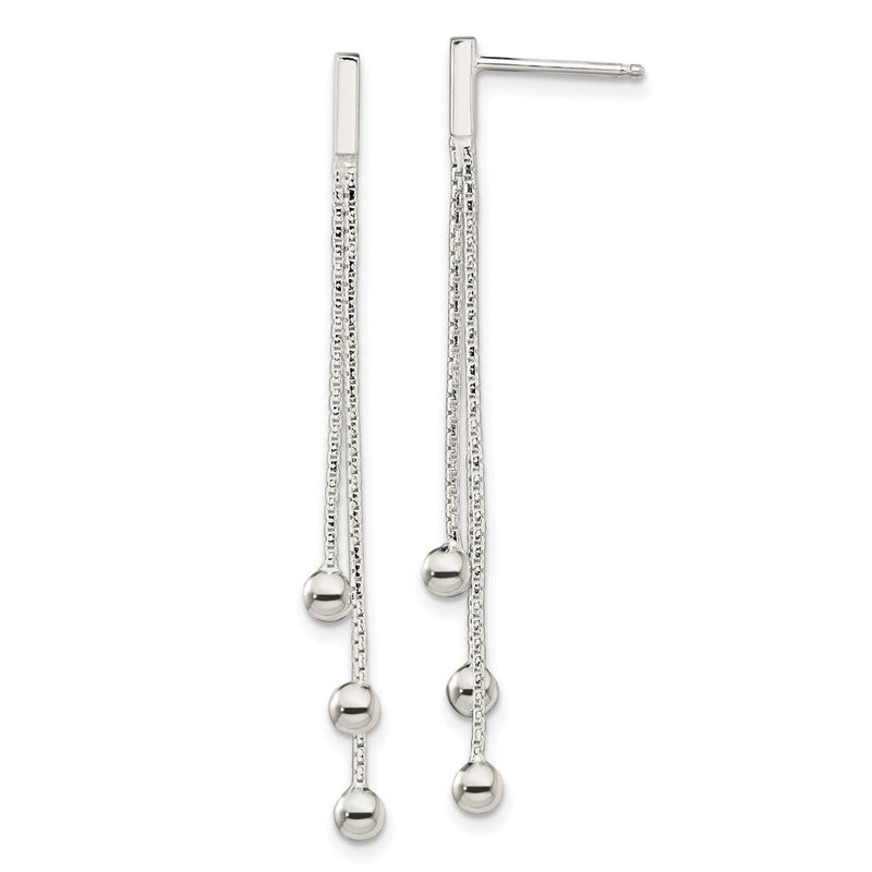 Sterlingsilber Poliert 3-strand Kette & Gekugelt Stecker Ohrhänger
