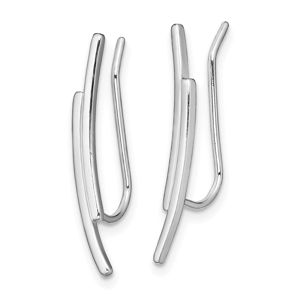 Sterlingsilber Rhodiniert Poliert Doppelt Gebogen Stab Ohr Climber Ohrringe