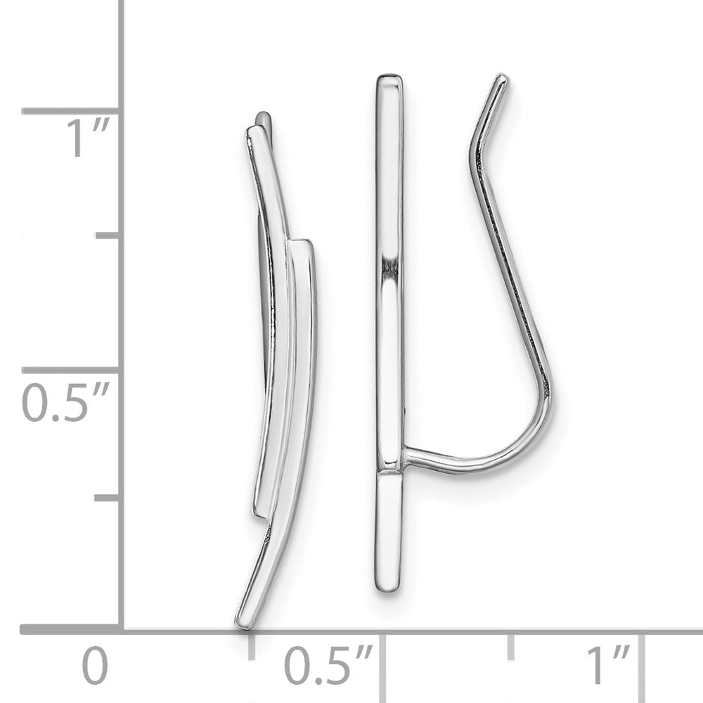 Sterlingsilber Rhodiniert Poliert Doppelt Gebogen Stab Ohr Climber Ohrringe
