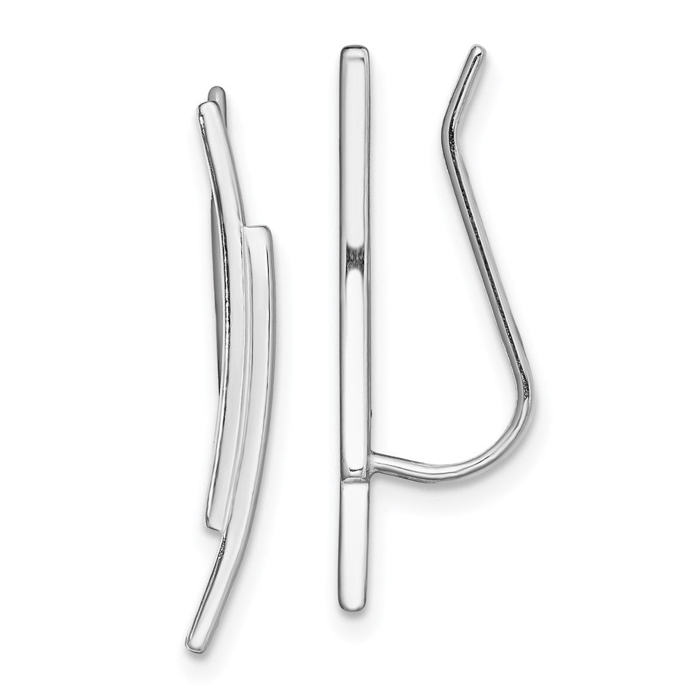 Sterlingsilber Rhodiniert Poliert Doppelt Gebogen Stab Ohr Climber Ohrringe