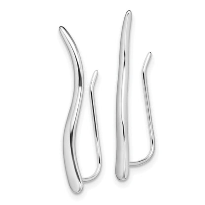 Sterlingsilber Rhodiniert Poliert Gebogen Line Ohr Climber Ohrringe