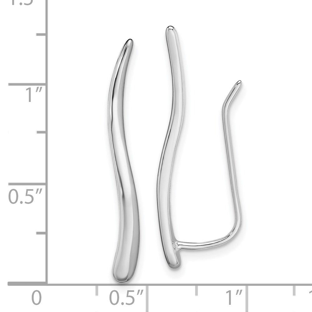 Sterlingsilber Rhodiniert Poliert Gebogen Line Ohr Climber Ohrringe