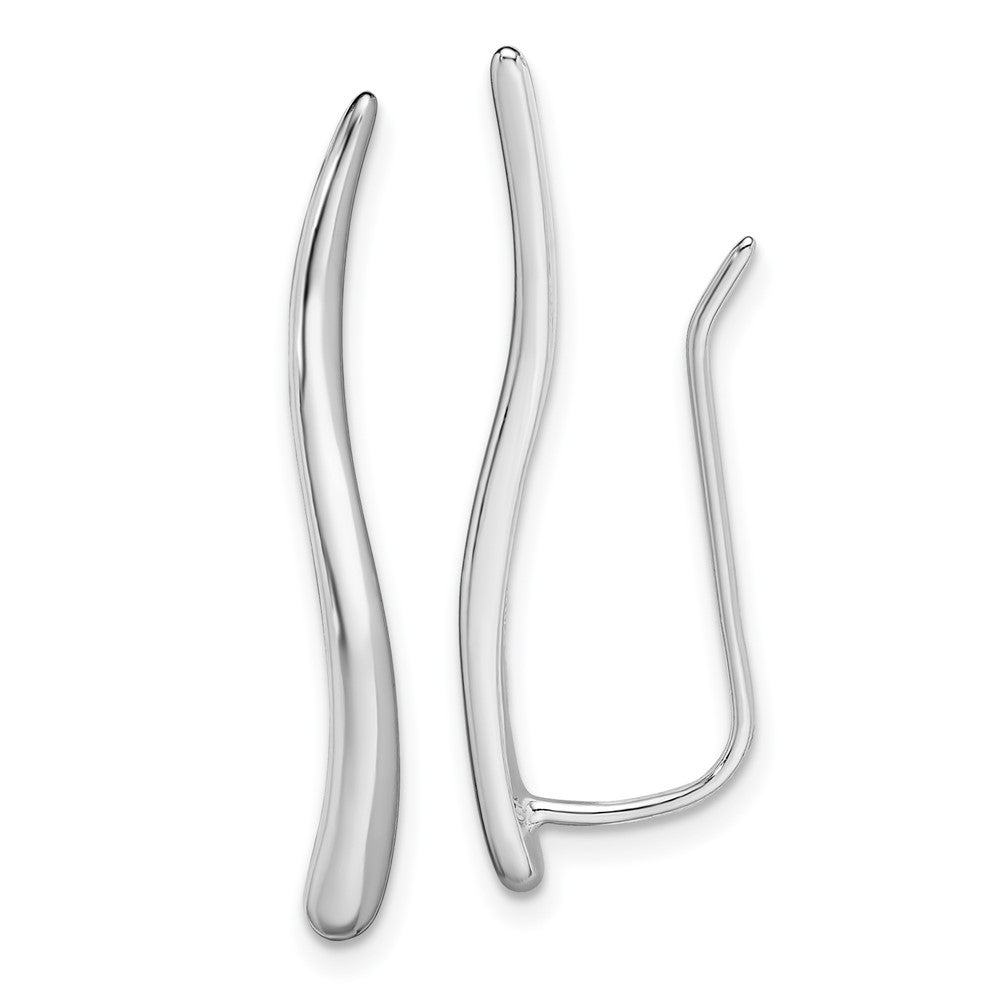 Sterlingsilber Rhodiniert Poliert Gebogen Line Ohr Climber Ohrringe