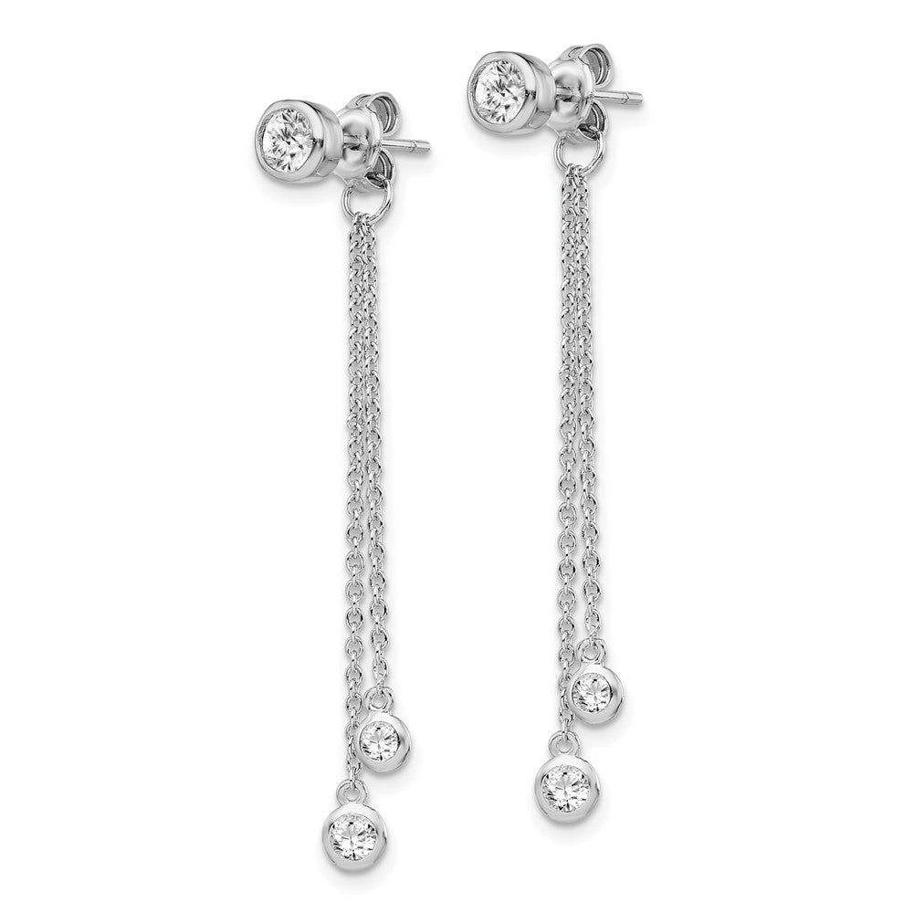 Sterlingsilber Rhodiniert Zirkonia & Kette Vorderseite Rückseite Stecker Ohrhänger