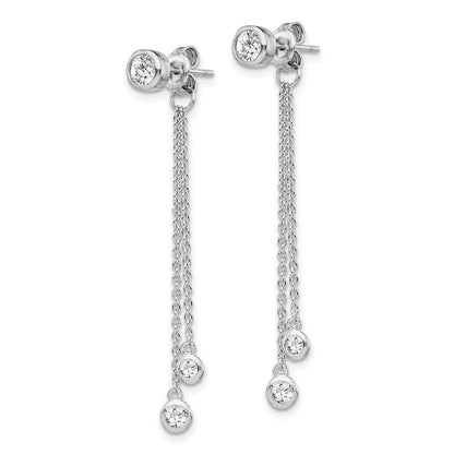 Sterlingsilber Rhodiniert Zirkonia & Kette Vorderseite Rückseite Stecker Ohrhänger