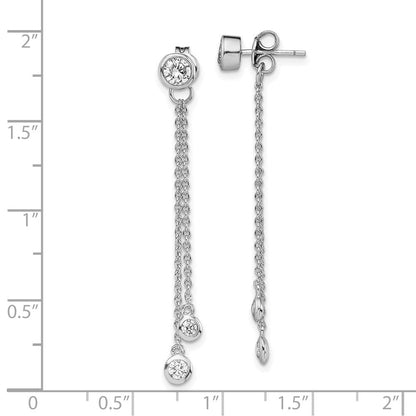 Sterlingsilber Rhodiniert Zirkonia & Kette Vorderseite Rückseite Stecker Ohrhänger