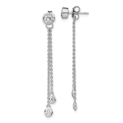 Sterlingsilber Rhodiniert Zirkonia & Kette Vorderseite Rückseite Stecker Ohrhänger