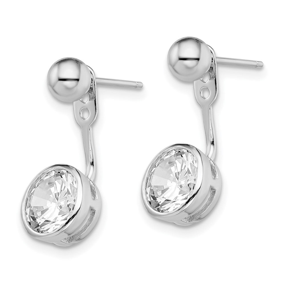 Sterlingsilber Rhodiniert Zirkonia Vorderseite und Rückseite Ohrstecker