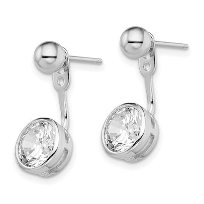 Sterlingsilber Rhodiniert Zirkonia Vorderseite und Rückseite Ohrstecker