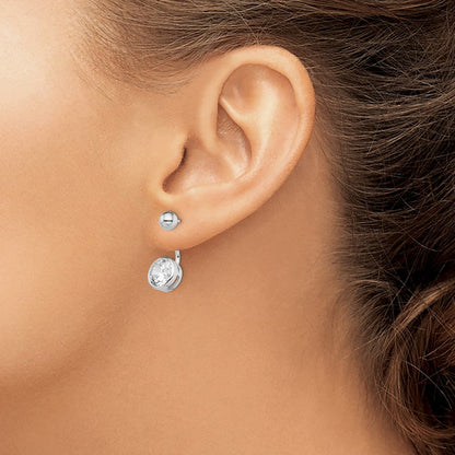 Sterlingsilber Rhodiniert Zirkonia Vorderseite und Rückseite Ohrstecker