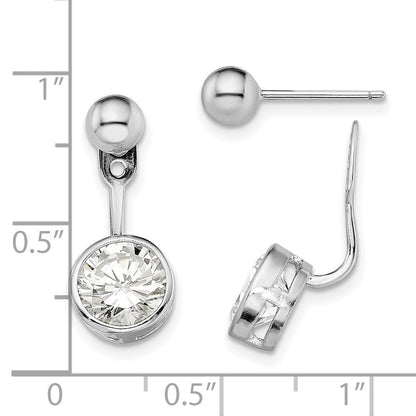 Sterlingsilber Rhodiniert Zirkonia Vorderseite und Rückseite Ohrstecker