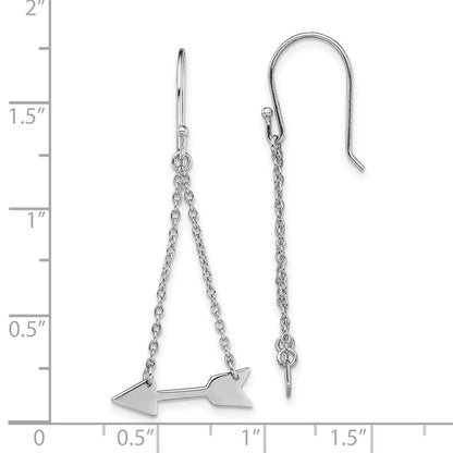 Sterlingsilber Rhodiniert Doppelt Kette Pfeil Ohrhänger