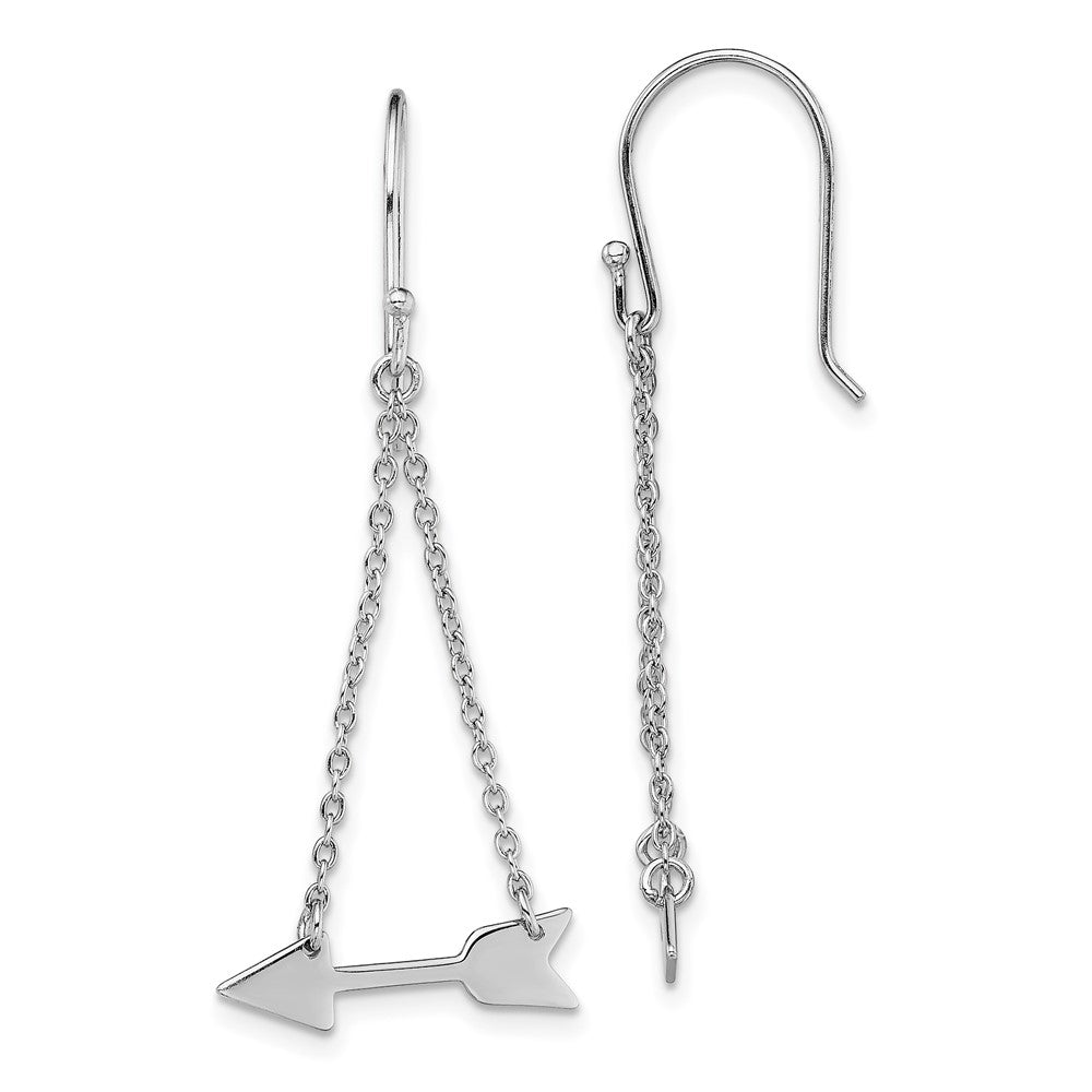 Sterlingsilber Rhodiniert Doppelt Kette Pfeil Ohrhänger