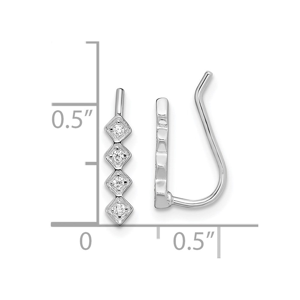 Sterlingsilber Rhodiniert Poliert Vier Zirkonia Ohr Climber Ohrringe