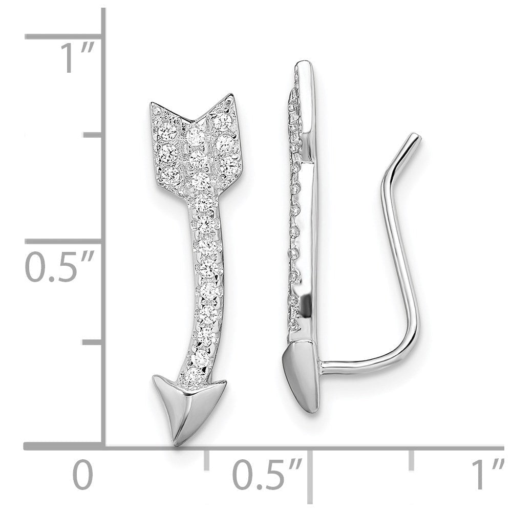 Sterlingsilber Rhodiniert Poliert Zirkonia Pfeil Ohr Climber Ohrringe