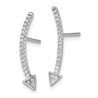 Sterlingsilber Rhodiniert Poliert Zirkonia Pfeil Ohr Climber Ohrstecker