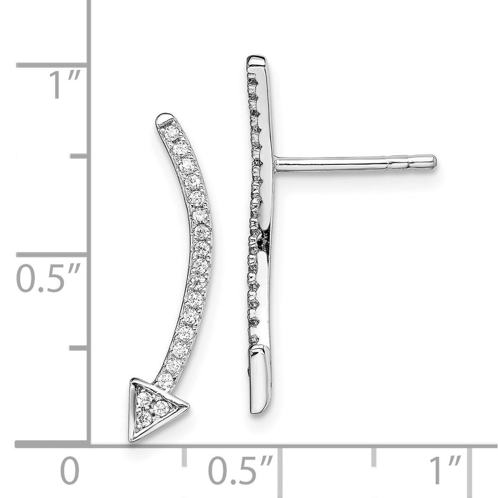 Sterlingsilber Rhodiniert Poliert Zirkonia Pfeil Ohr Climber Ohrstecker