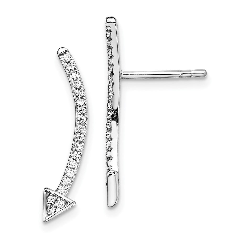 Sterlingsilber Rhodiniert Poliert Zirkonia Pfeil Ohr Climber Ohrstecker
