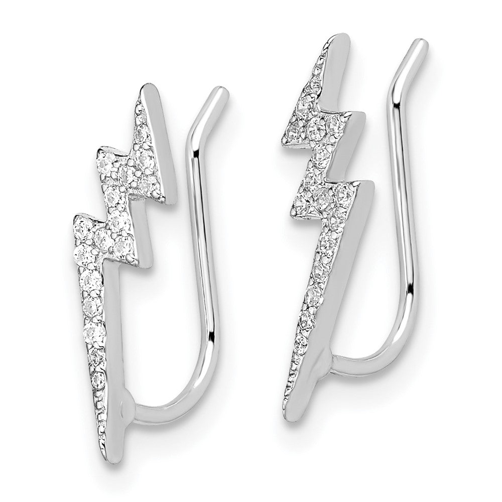 Sterlingsilber Rhodiniert Poliert Zirkonia Blitz Bolt Ohr Climber Earri