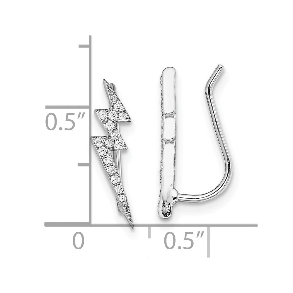 Sterlingsilber Rhodiniert Poliert Zirkonia Blitz Bolt Ohr Climber Earri