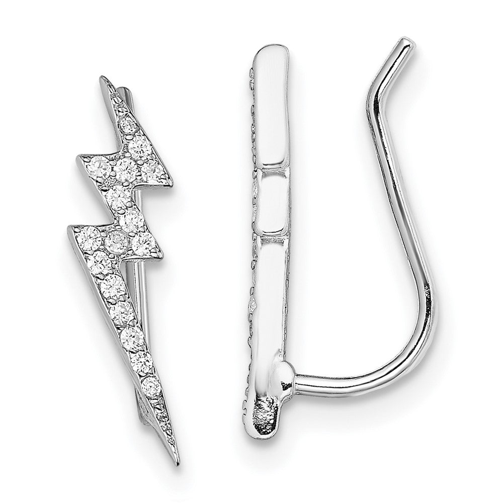 Sterlingsilber Rhodiniert Poliert Zirkonia Blitz Bolt Ohr Climber Earri