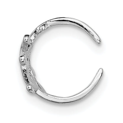 Sterlingsilber Rhodiniert Poliert & Strukturiert Blatt Einfach Manschette Ohrring
