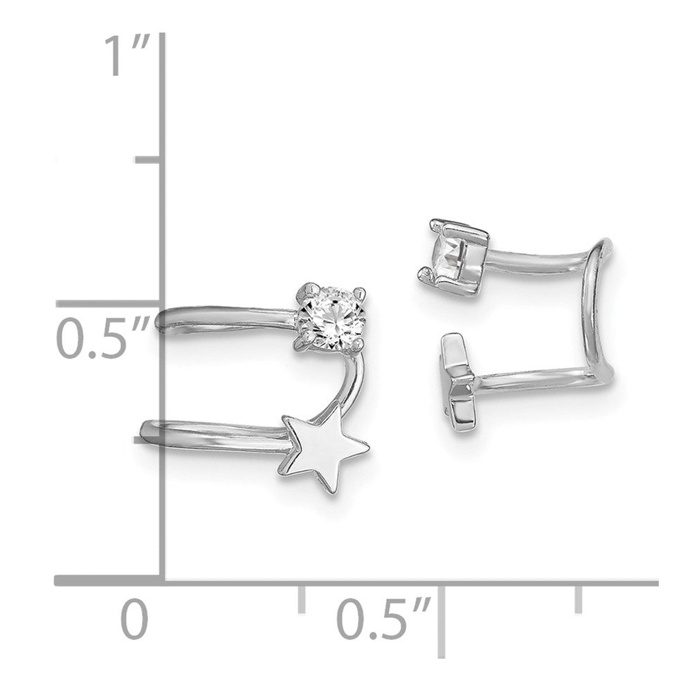 Sterlingsilber Rhodiniert Poliert Zirkonia & Stern Einfach Manschette Ohrring