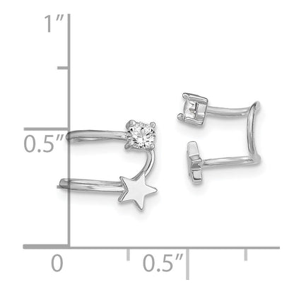Sterlingsilber Rhodiniert Poliert Zirkonia & Stern Einfach Manschette Ohrring