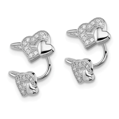 Sterlingsilber Rhodiniert Poliert Zirkonia Herzen Right Manschette Ohrring