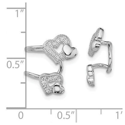 Sterlingsilber Rhodiniert Poliert Zirkonia Herzen Right Manschette Ohrring