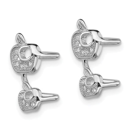 Sterlingsilber Rhodiniert Zirkonia Doppelt Apple Left Manschette Ohrring