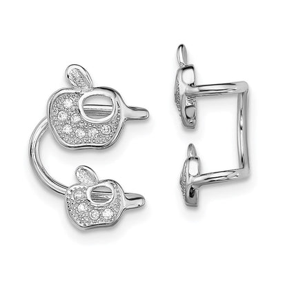 Sterlingsilber Rhodiniert Zirkonia Doppelt Apple Left Manschette Ohrring
