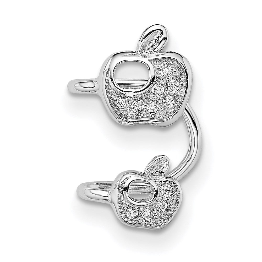 Sterlingsilber Rhodiniert Zirkonia Doppelt Apple Right Manschette Ohrring