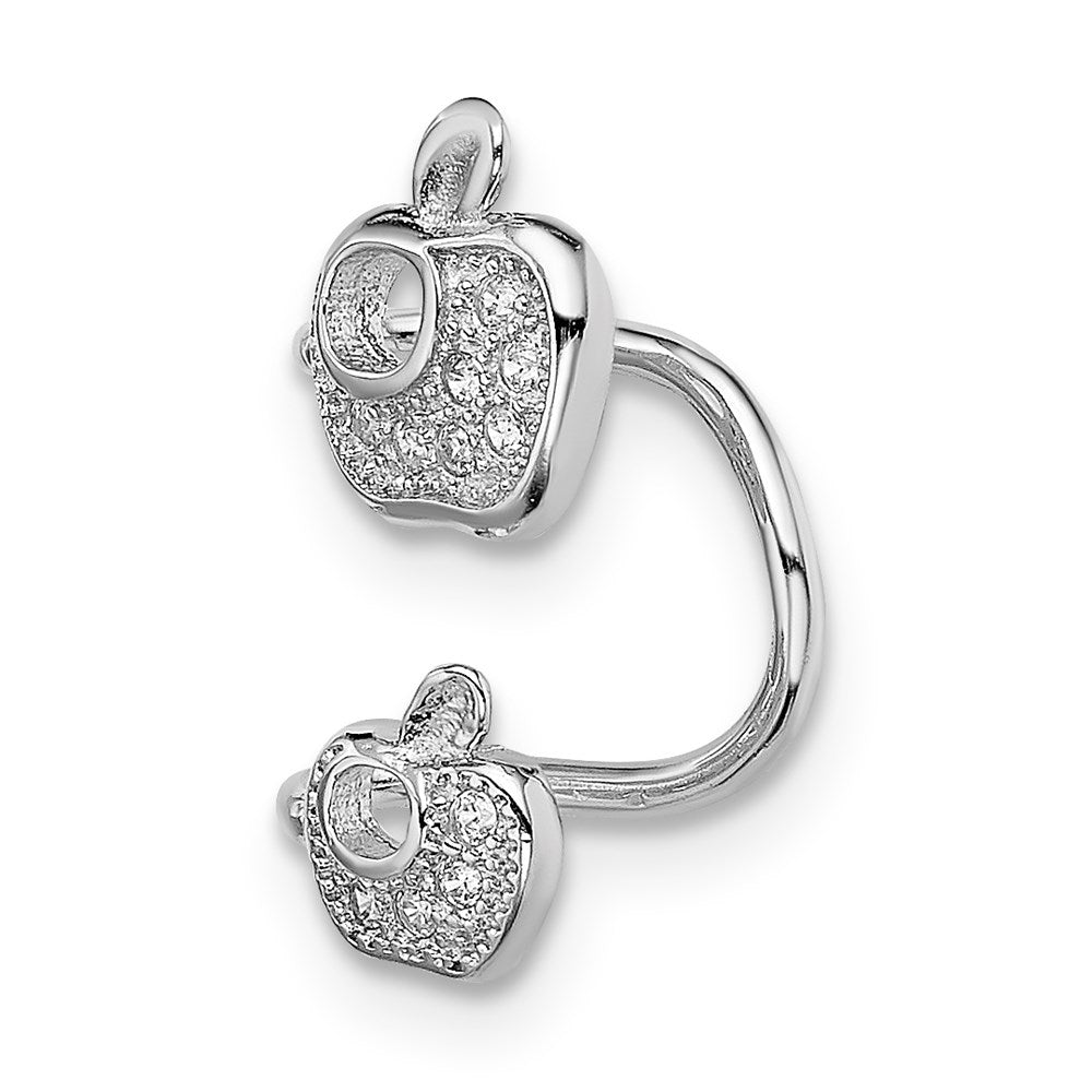 Sterlingsilber Rhodiniert Zirkonia Doppelt Apple Right Manschette Ohrring