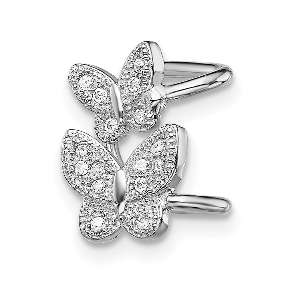 Sterlingsilber Rhodiniert Zirkonia Doppelt Schmetterling Left Manschette Ohrring
