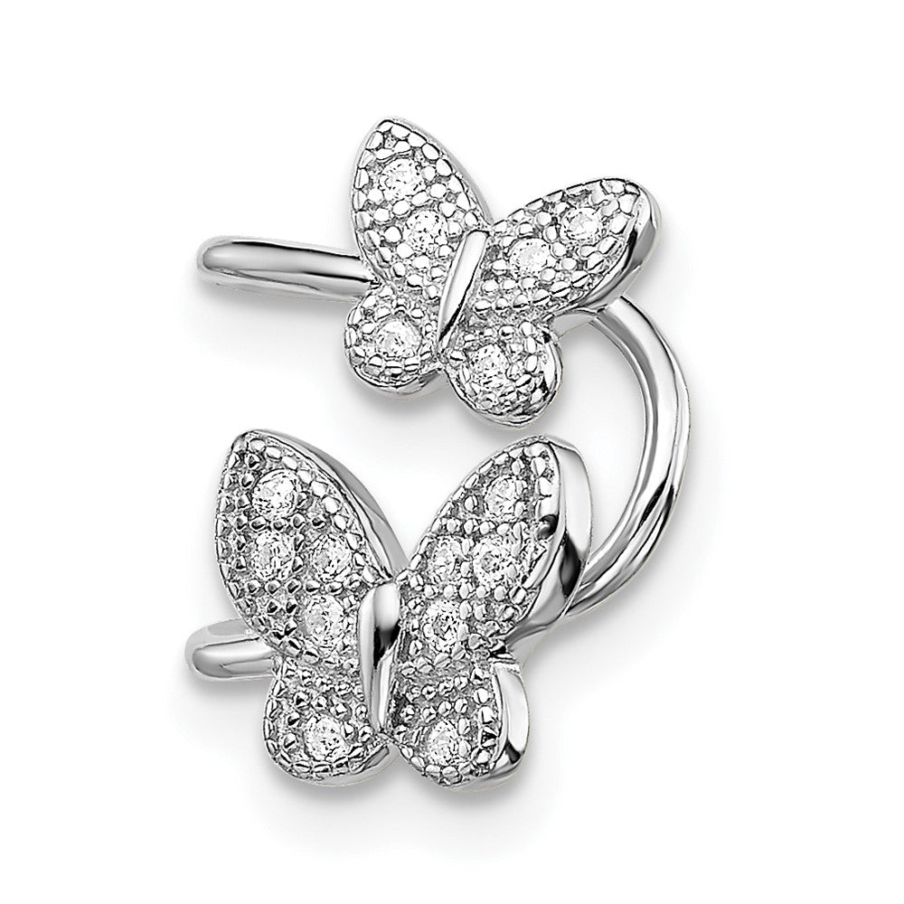 Sterlingsilber Rhodiniert Zirkonia Doppelt Schmetterling Right Manschette Ohrring