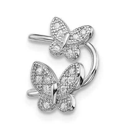 Sterlingsilber Rhodiniert Zirkonia Doppelt Schmetterling Right Manschette Ohrring