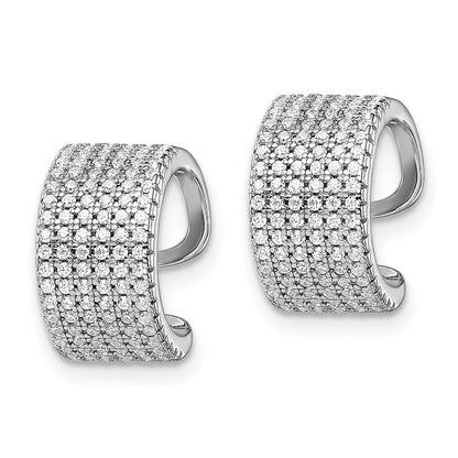 Sterlingsilber Rhodiniert Poliert Pavé Zirkonia Einfach Manschette Ohrring