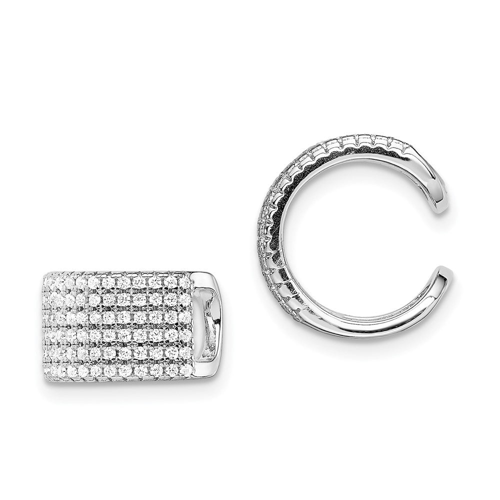 Sterlingsilber Rhodiniert Poliert Pavé Zirkonia Einfach Manschette Ohrring