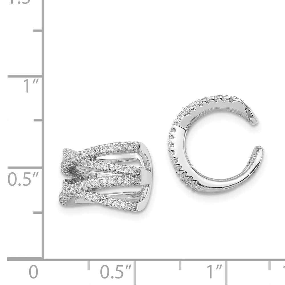 Sterlingsilber Rhodiniert Poliert Zirkonia Doppelt 'x' Einfach Manschette Ohrring