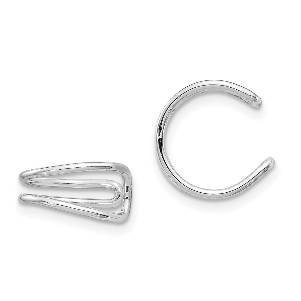 Sterlingsilber Rhodiniert Poliert Verstellbar Pair Of Manschette Ohrringe