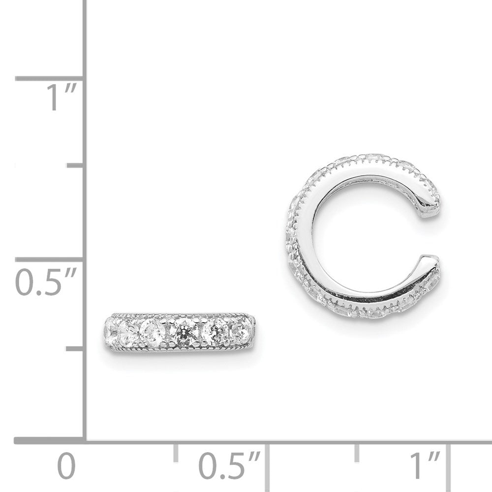 Sterlingsilber Rhodiniert Poliert Zirkonia Pair Of Manschette Ohrringe