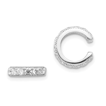 Sterlingsilber Rhodiniert Poliert Zirkonia Pair Of Manschette Ohrringe